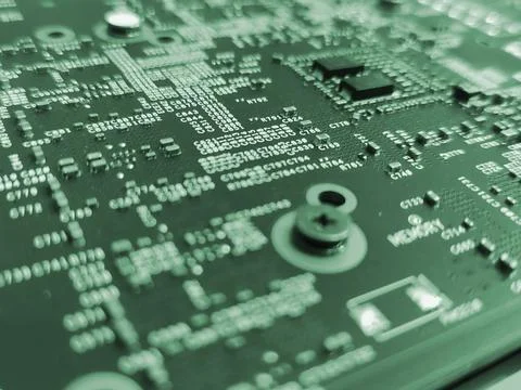 Computer engineering microchip background. Microelectronic high tech wallpape 스톡 사진