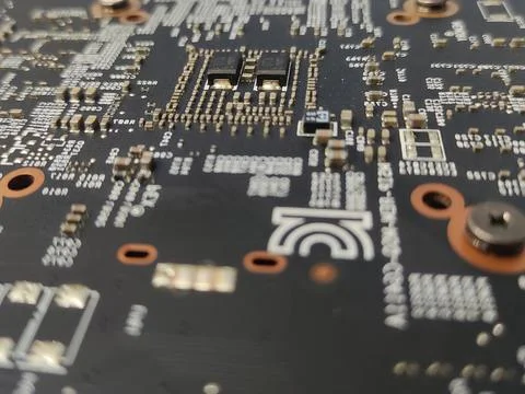 Computer engineering microchip background. Microelectronic high tech wallpape Foto stock