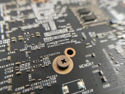 Computer engineering microchip background. Microelectronic high tech wallpape Foto stock