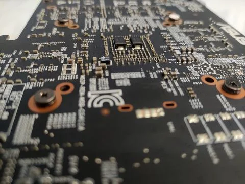 Computer engineering microchip background. Microelectronic high tech wallpape Foto stock