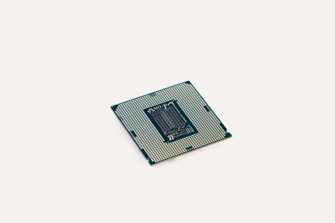 Computer engineering Microprocessor processor isolated on white background. 写真素材