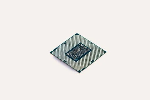 Computer engineering Microprocessor processor isolated on white background. 写真素材
