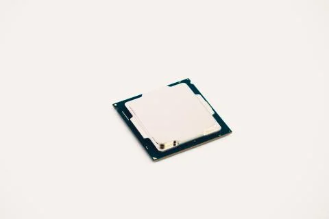 Computer engineering Microprocessor processor isolated on white background. 스톡 사진