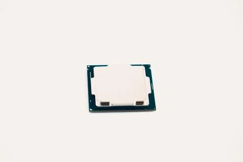 Computer engineering Microprocessor processor isolated on white background. Stock Photos