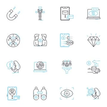 Computer enterprise linear icons set. Nerking, Security, Cloud, Automation Stock Illustration