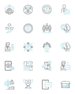 Computer enterprise linear icons set. Nerking, Security, Cloud, Automation Stock Illustration