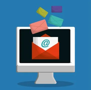 Computer envelope email marketing send design Stock Illustration