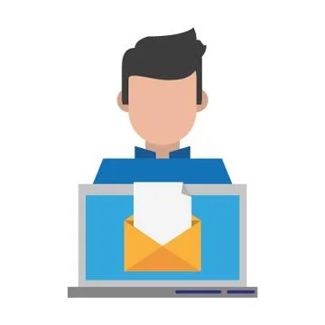 Computer with envelope Stock Illustration