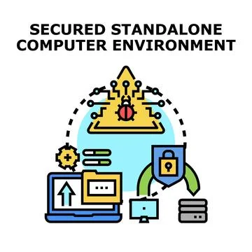 Computer environment cybersecurity concept protecting data from threat 스톡 일러스트