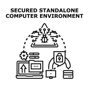 Computer environment cybersecurity concept protecting data from threat Stock-Illustration