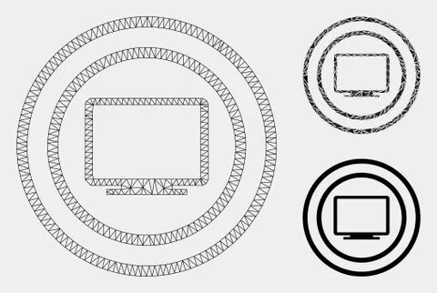 Computer Environment Vector Mesh Network Model and Triangle Mosaic Icon Stock Illustration