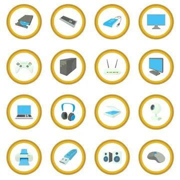 Computer equipmen icon circle Stock Illustration