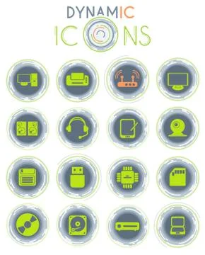 Computer equipment dynamic icons Illustrazione stock