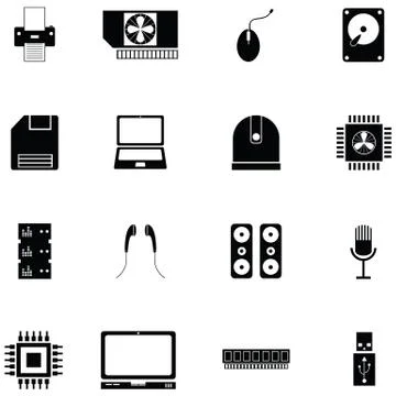 Computer equipment icon set Illustrazione stock