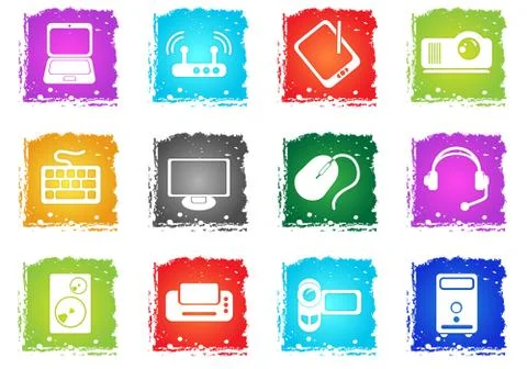 Computer equipment icons Illustrazione stock