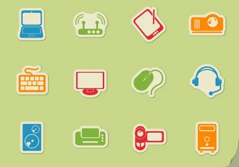 Computer equipment icons Illustrazione stock