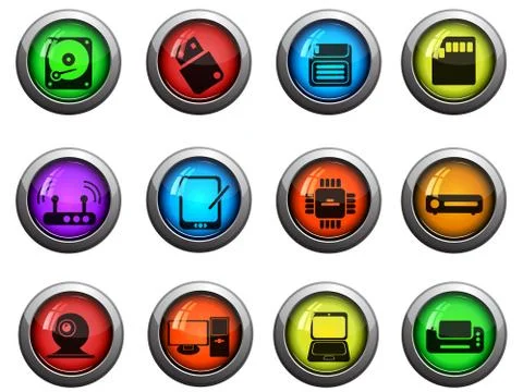 Computer equipment icons set イラスト素材