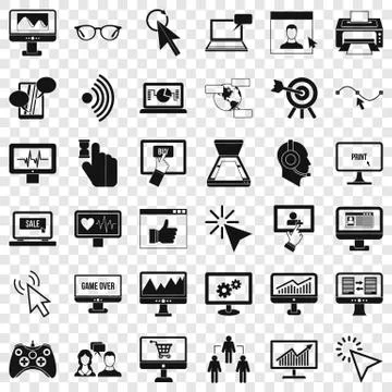 Computer equipment icons set, simple style Stock-Illustration