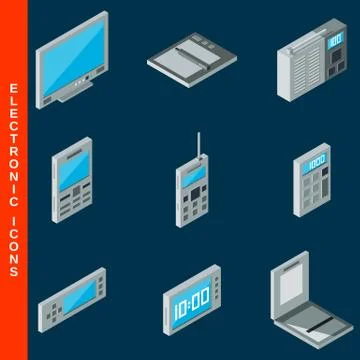 Computer equipment isometric icons set Stock Illustration