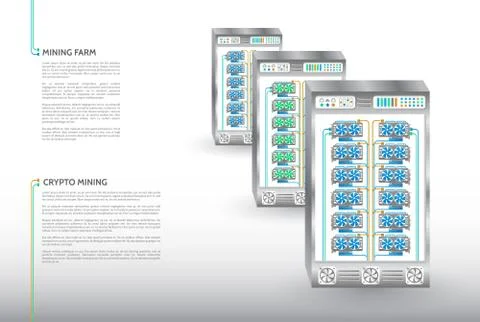 Computer equipment for mining cryptocurrency. Stock Illustration