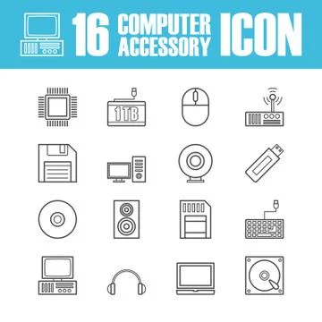 Computer equipment outline icon Illustrazione stock