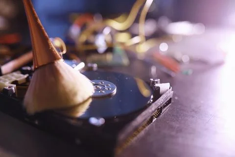 Computer equipment. Repair of PC components. Hard drive for restoration in .. Foto stock