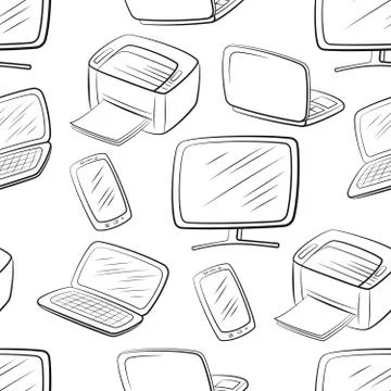 Computer Equipment Seamless Pattern Stock Illustration