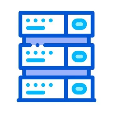 Computer Equipment Server Vector Thin Line Icon Stock-Illustration