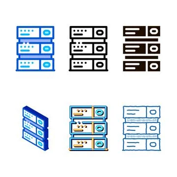 Computer equipment server vector thin line icon series イラスト素材