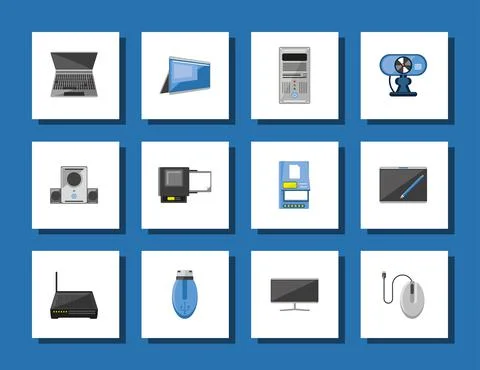 Computer equipment set Stock Illustration