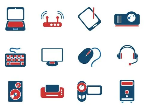 Computer equipment simple vector icons Illustrazione stock