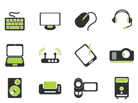 Computer equipment simple vector icons Illustrazione stock
