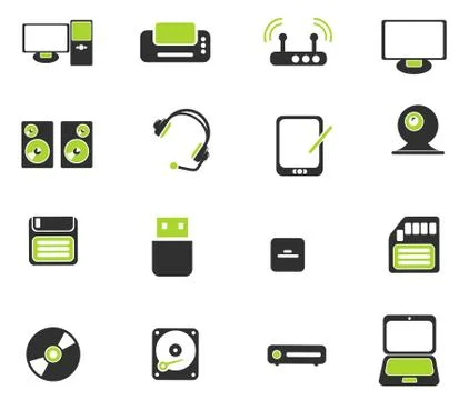 Computer equipment simple vector icons Stock Illustration