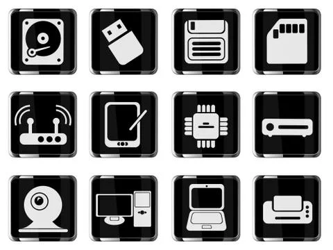 Computer equipment simple vector icons Illustrazione stock