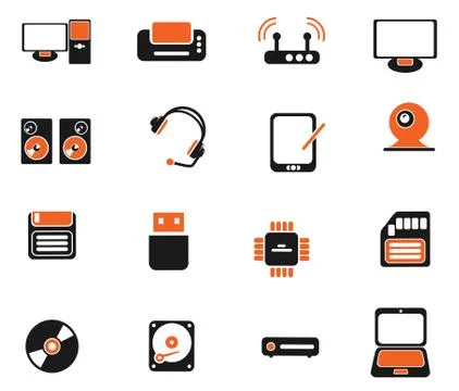 Computer equipment simple vector icons Stock Illustration