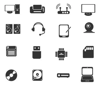 Computer equipment simple vector icons Illustrazione stock