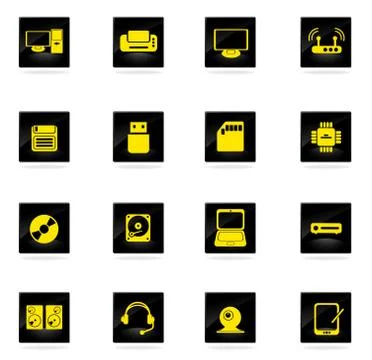 Computer equipment simple vector icons Illustrazione stock