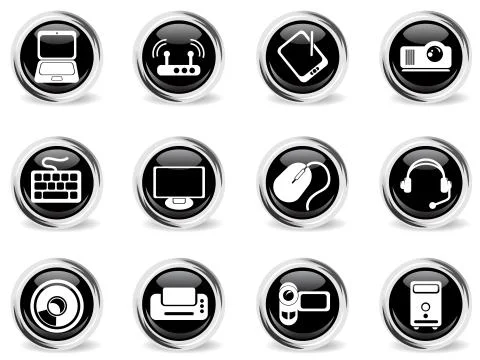 Computer equipment simple vector icons Illustrazione stock