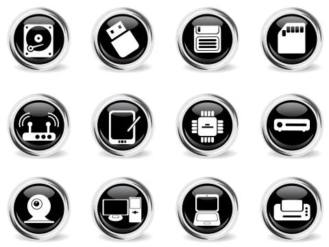 Computer equipment simple vector icons Illustrazione stock
