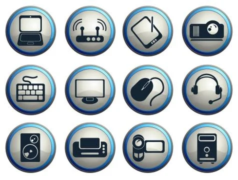 Computer equipment simple vector icons Stock-Illustration