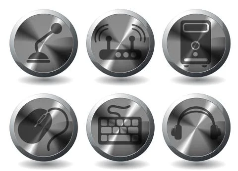 Computer equipment simple vector icons Stock Illustration