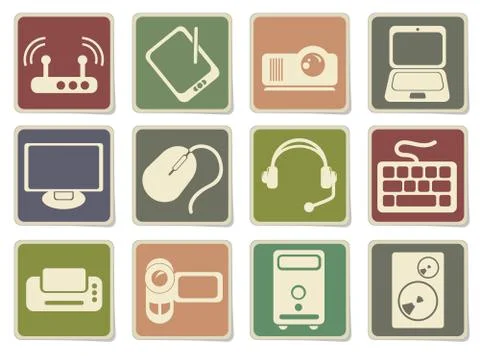 Computer equipment simple vector icons Stock-Illustration
