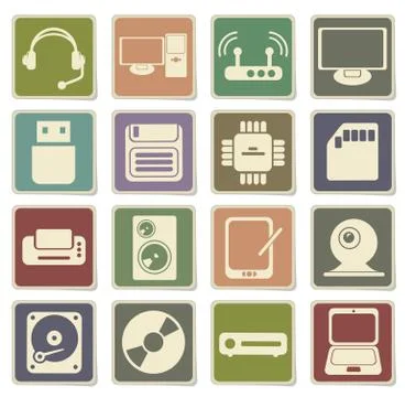 Computer equipment simple vector icons イラスト素材