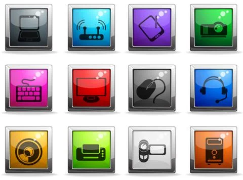 Computer equipment simple vector icons Illustrazione stock