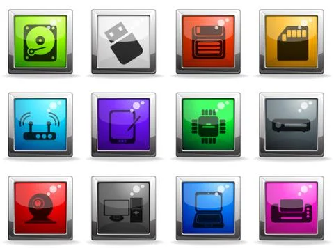 Computer equipment simple vector icons Illustrazione stock