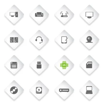 Computer equipment simple vector icons Illustrazione stock