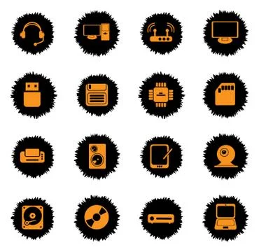 Computer equipment simple vector icons Illustrazione stock