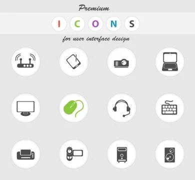 Computer equipment simple vector icons Stock-Illustration