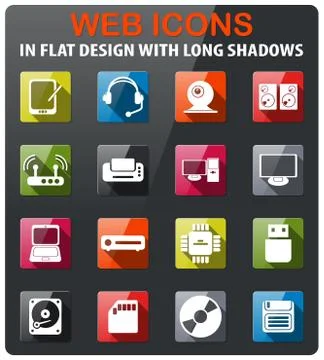 Computer equipment simple vector icons Illustrazione stock