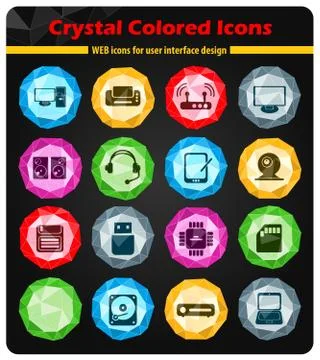 Computer equipment simple vector icons Illustrazione stock